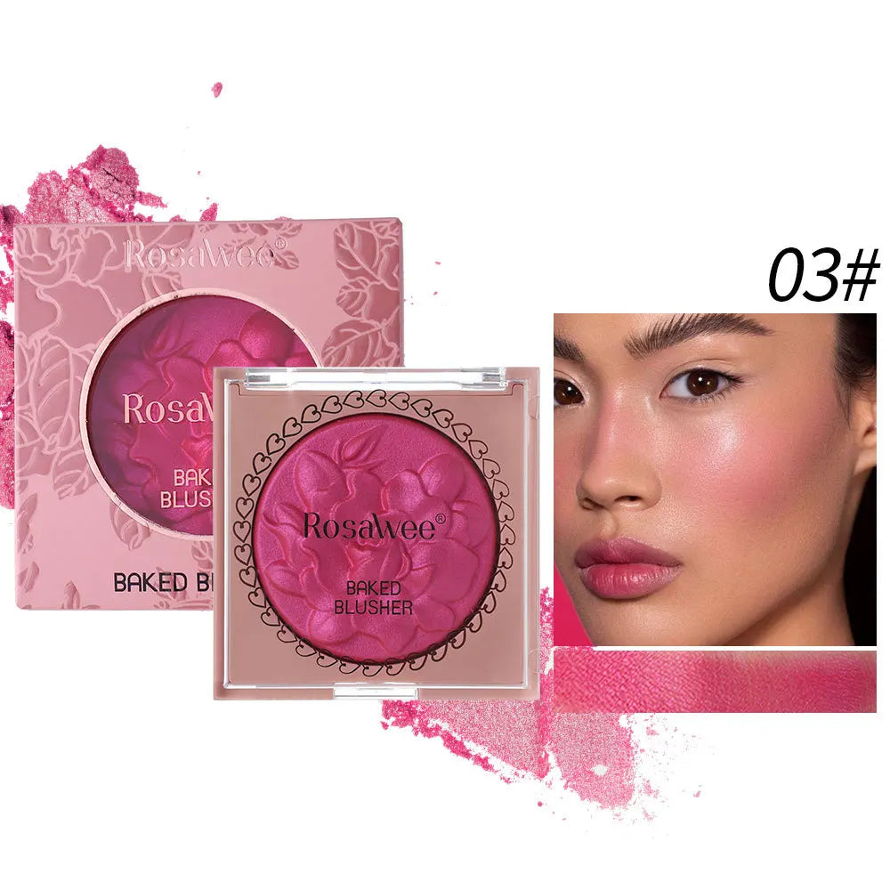 Flower Embossed Mashed?potato Baked Blush, Sparkling Pearlescent Rouge, 3D Shimmer Brightening Long?lasting Facial Makeup - AliExpress 66