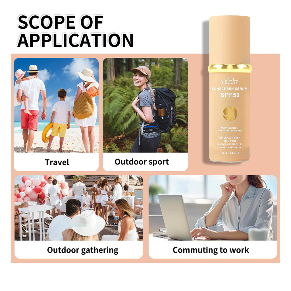 30g YILEST SPF50 Sunscreen Serum, 2?in?1 Makeup & Moisturizer, Light Tinted Foundation for Daily Outdoor Use - AliExpress 66