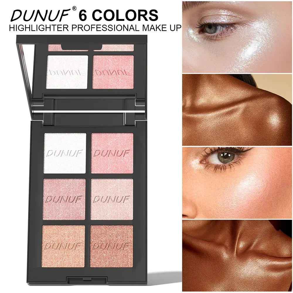 6 color Highlighter Palette Highly Pigmented Long Lasting Waterproof Natural Contour Powder Matte Pearl Body Face Highlighting - AliExpress 66