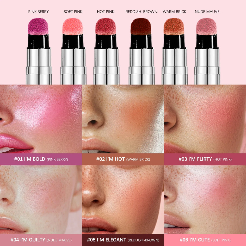 6 Colors Liquid Blush Stick with Sponge Tip Matte Makeup Waterproof Long-Lasting Color Correction Smooth for Lips and Cheeks - AliExpress 66