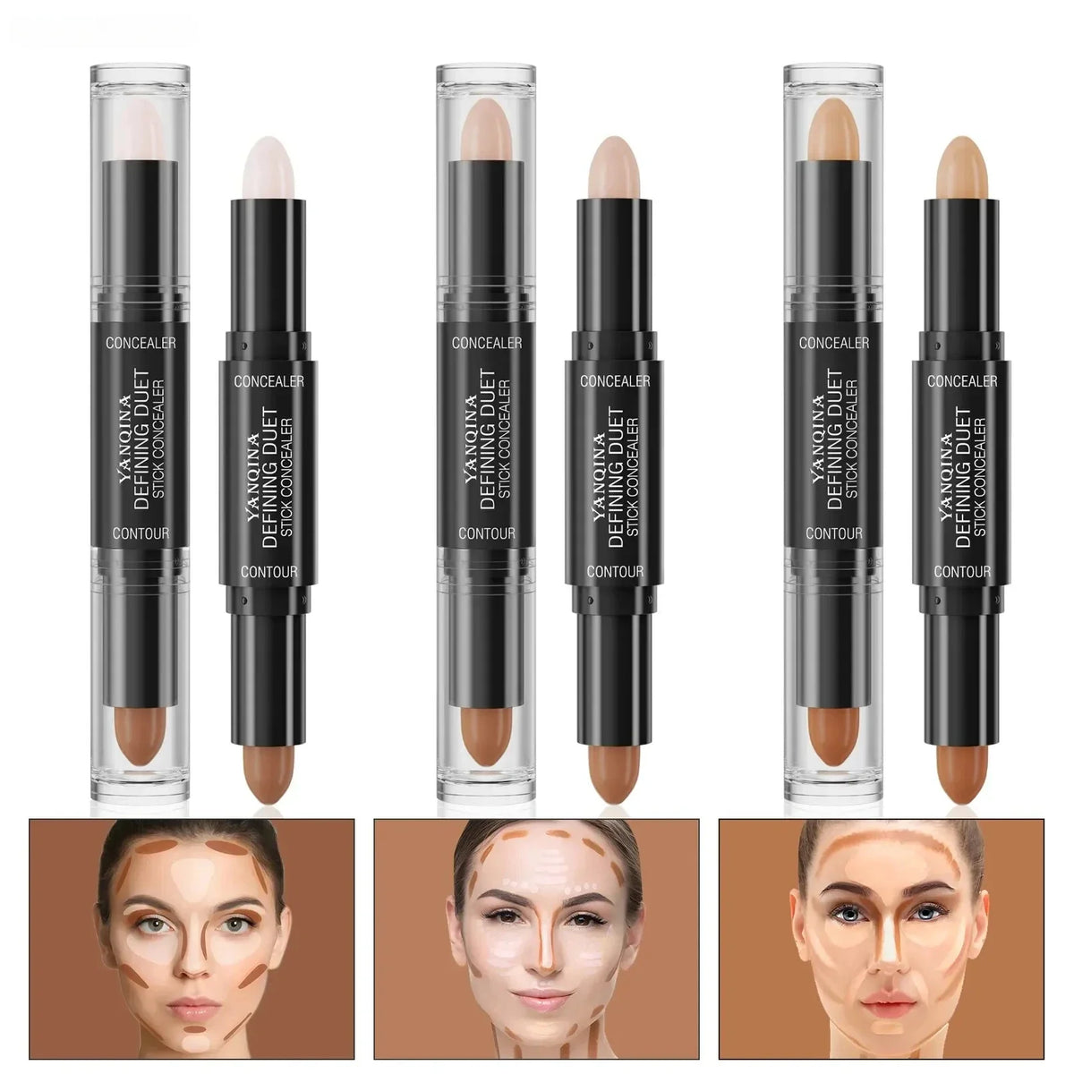 Double Head Contour Face Foundation Concealer Pen Long Lasting Dark Circles Corrector Contour Concealers Stick Cosmetic Makeup