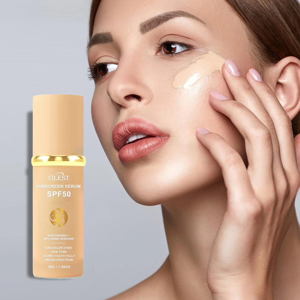 30g YILEST SPF50 Sunscreen Serum, 2?in?1 Makeup & Moisturizer, Light Tinted Foundation for Daily Outdoor Use - AliExpress 66