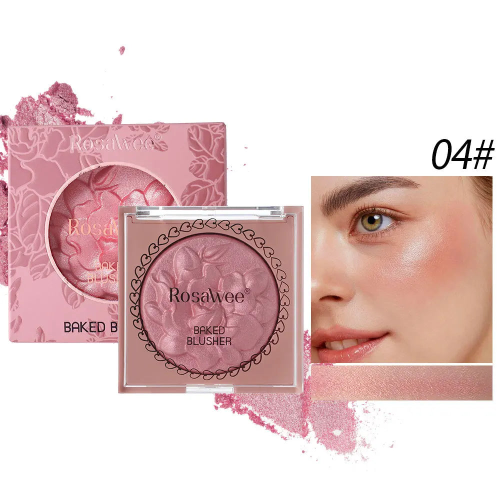 Flower Embossed Mashed?potato Baked Blush, Sparkling Pearlescent Rouge, 3D Shimmer Brightening Long?lasting Facial Makeup - AliExpress 66