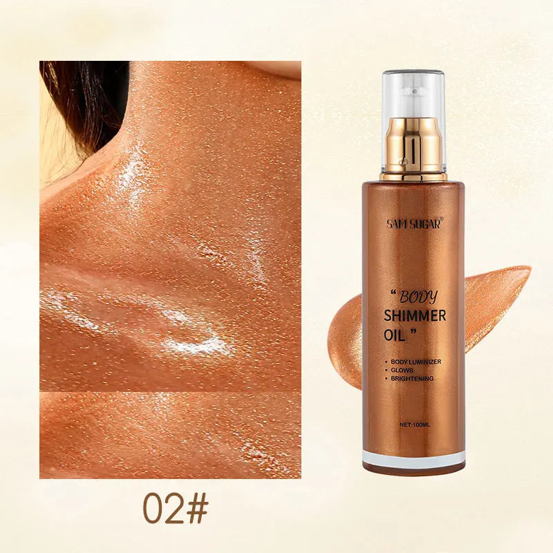 100ml Pearl Rose Gold Body Shimmer Oil Highlighter - Face Brighten Glitter Bronzer Skin Glow Illuminator Makeup Shine Liquid - AliExpress 66