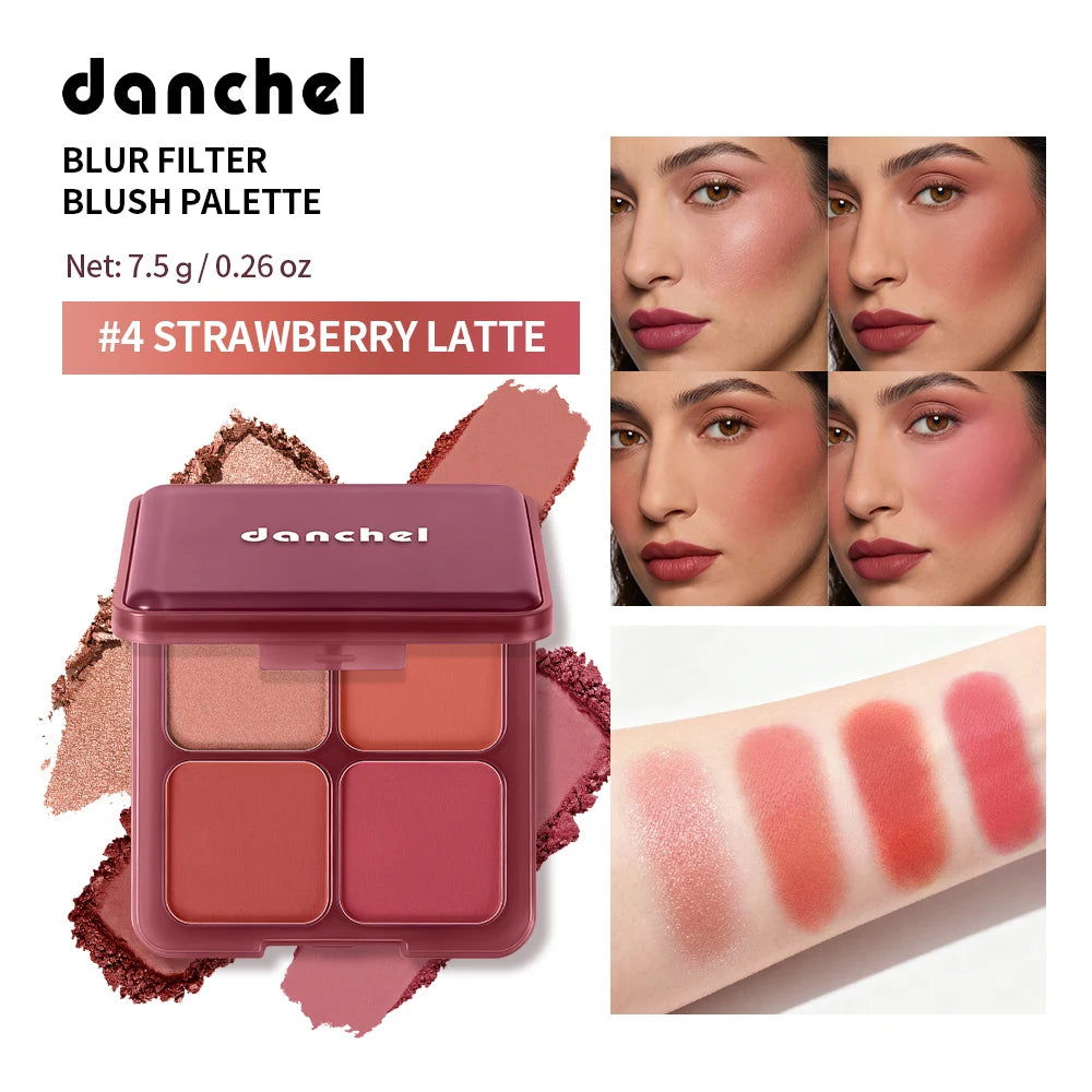 Blur Filter Blush Palette Creating 3D Contours Brighten Skin Soft-focus Filtered Matte Finish 3 Blushes 1 Highlighter Palette