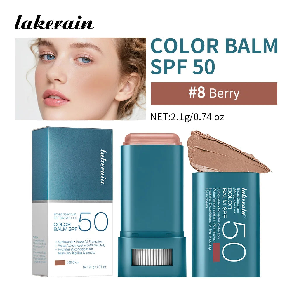 Sunscreen SPF 50 Blush Stick Long-Lasting Waterproof Tinted Blush for Glowing Cheeks Sun Protection & Natural Flush Face Makeup