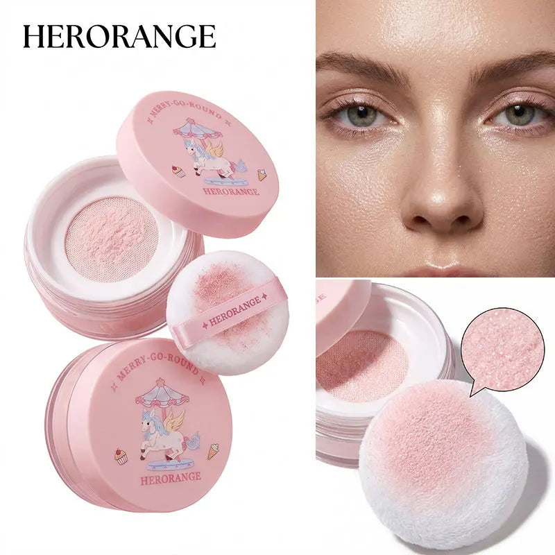 Herorange Rotating Sweet Loose Powder Ultra Fine Texture Oil Control Waterproof Long Lasting Natural Matte Makeup