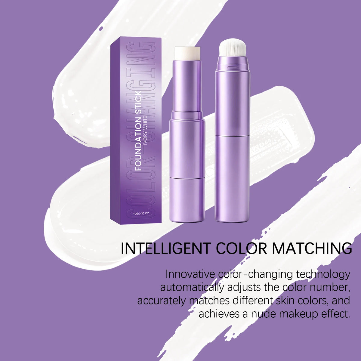 2 in 1 Color Changing Foundation Stick With Brush Ivory White Natural Color Dark Skin Tone Full Coverage Concealer Base Makeup
