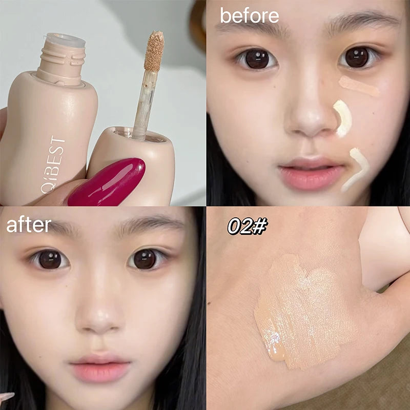 QIBEST Natural Liquid Concealer Cream Makeup 4 Colors Moisturizing Waterproof Cover Acne Dark Circles Face Base Korean Cosmetics - AliExpress 66
