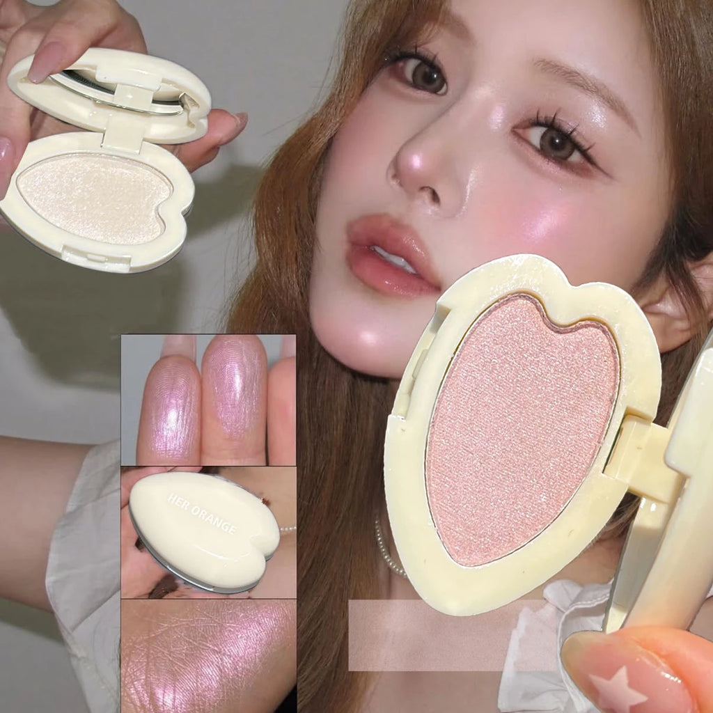 Heart Shape Highlighter Eyeshadow Palette Monochrome Pearl Shimmer Powder Pink Purple Gloss Fine Glitter Face Eye Makeup - AliExpress 66