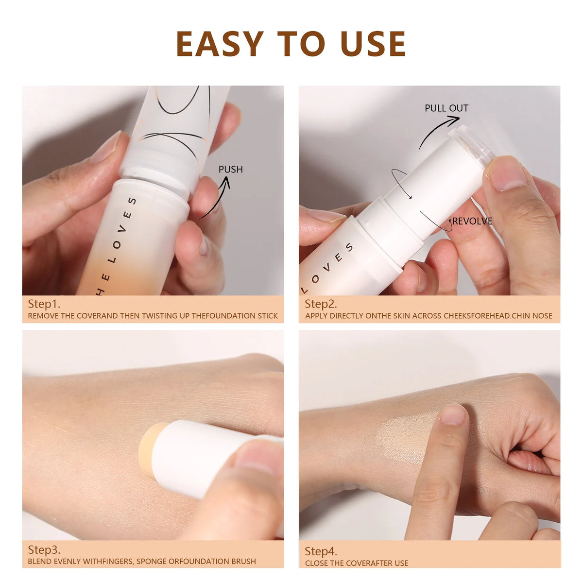 Matte Foundation Stick Full Coverage Face Base Makeup Lightweight Velvet Longlasting Cream Oil-control Hydrated Makeup Cosmetics