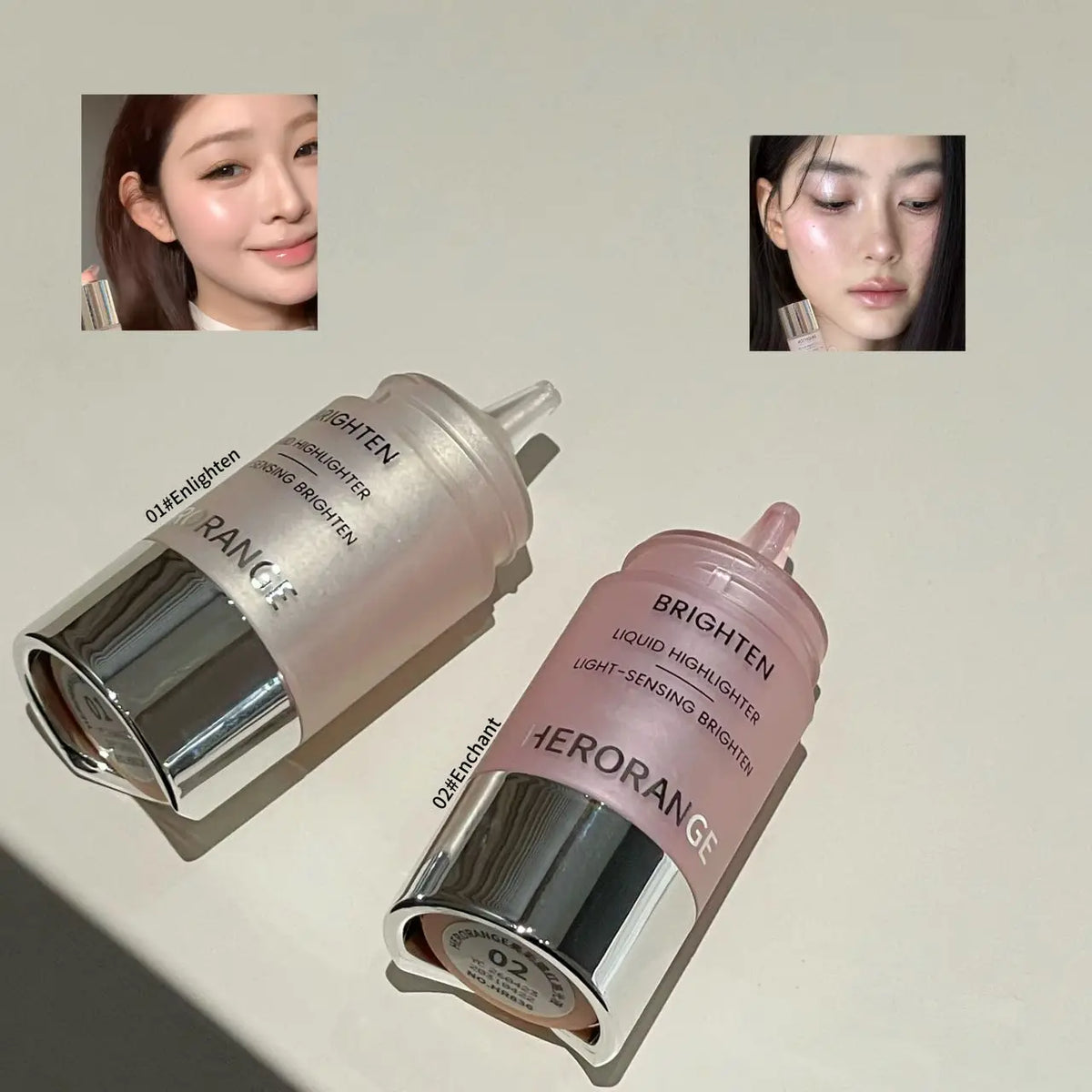 Herorange Shimmer Liquid Blush Highlighter, Dewy Watery Smooth Texture, Easy Blend Natural Brightening Daily Face Makeup