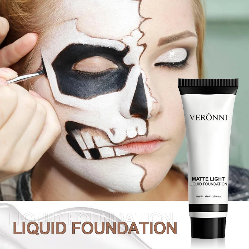 White Liquid Foundation,Full Coverage Face Foundation,Glitter Lipstick Long-Lasting Matte Concealer Makeup for COS Stage Makeup - AliExpress 66