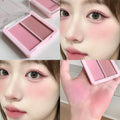 Pink Apricot Blush Cream Powder Soft Cheek Tint Two-color Matte Blusher Plate Makeup Long-lasting Natural Brightens Face Rouge