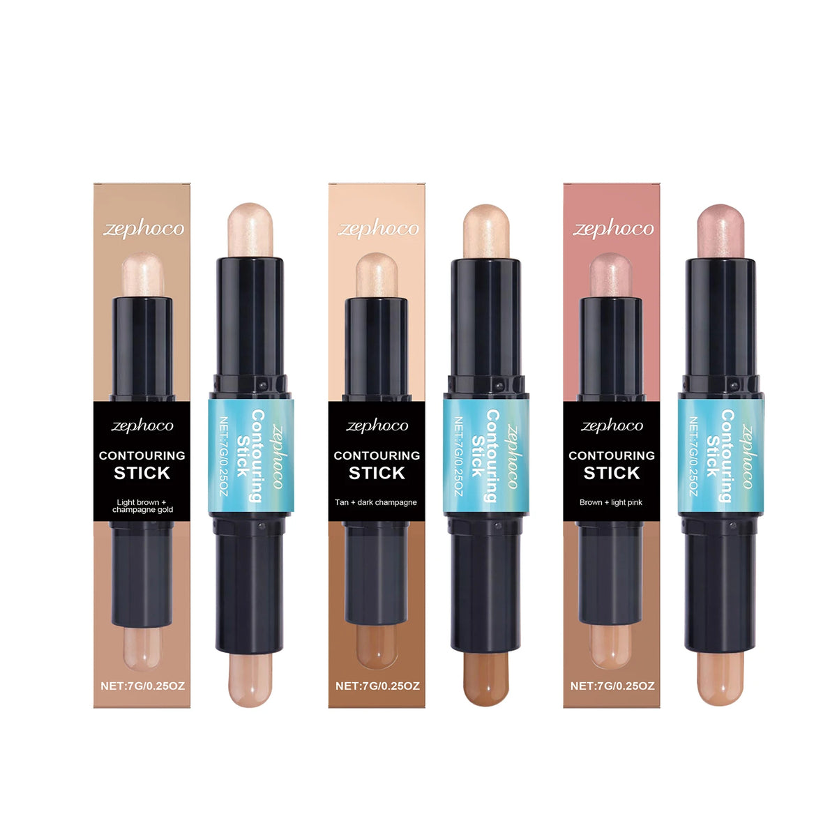2 in 1 Contouring Stick Brighten and Plump Face Natural Contouring of Facial Contours Waterproof Long-Lasting Highlight Makeup