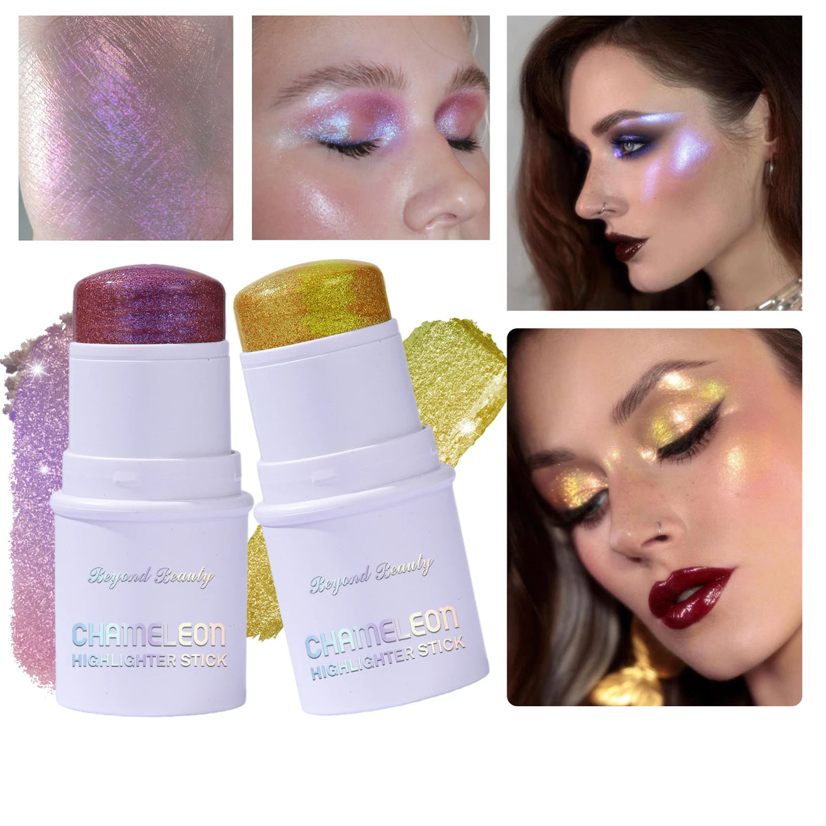 Chameleon Holographic Glitter Shimmer Stick,Makeup for Face and Body,Color Changing Under Light,Long Lasting Highly Pigmented - AliExpress 66