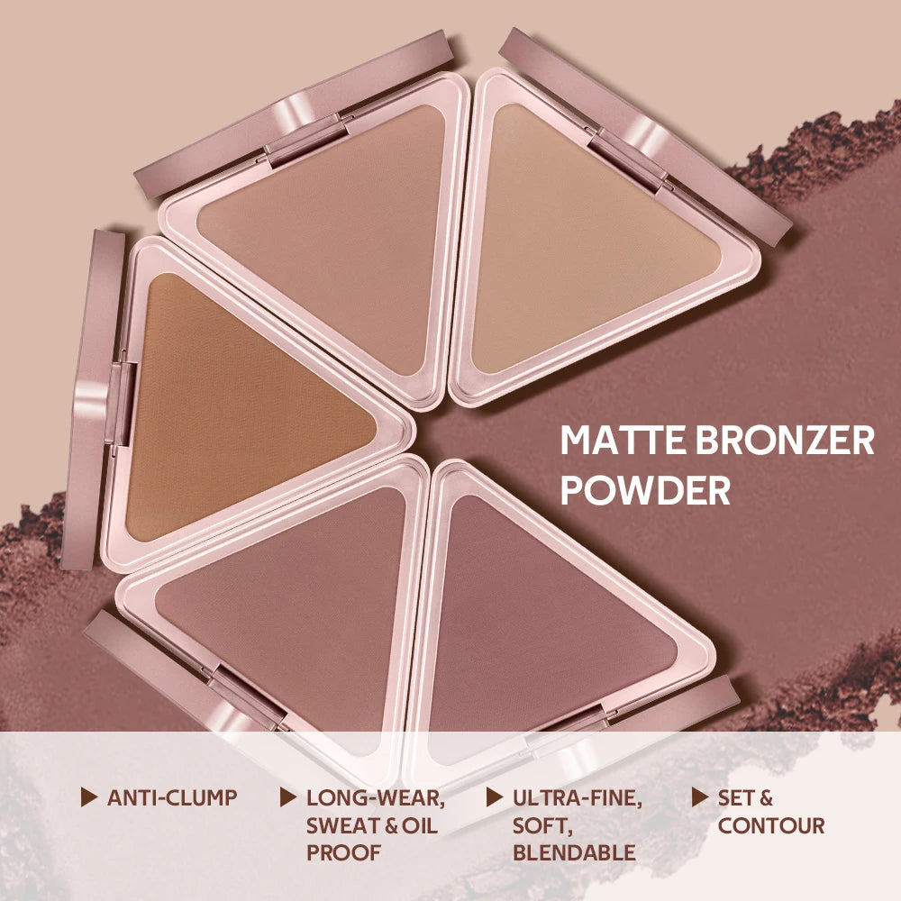 Matte Bronzer Powder Long-Lasting Makeup Effect Waterproof Sweatproof Setting Powder Oil Control Bronzers Smooth Face Makeup - AliExpress 66