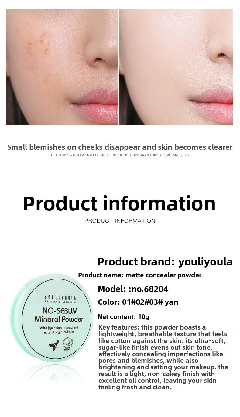 Long Lasting Sweatproof Setting Powder Compact, Oil Control Waterproof Makeup Powder Anti Smudge Face Cosmetic Makeup