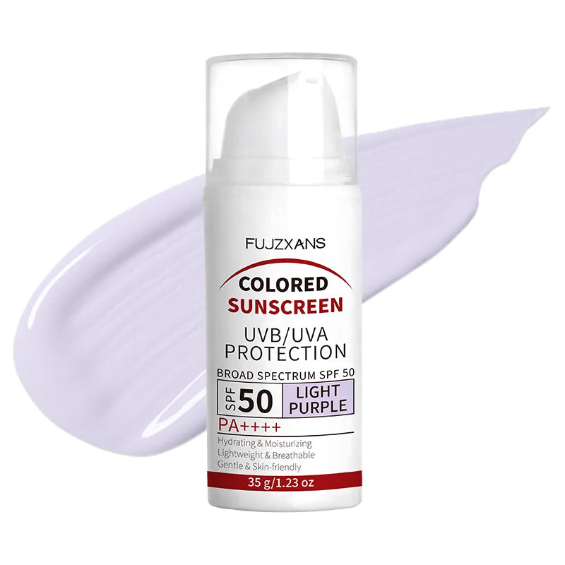 Light Purple Tinted Sunscreen SPF 50 Face BB Cream Foundation - Glass Skin Glow Waterproof & Sweatproof High UVA/UVB Protection