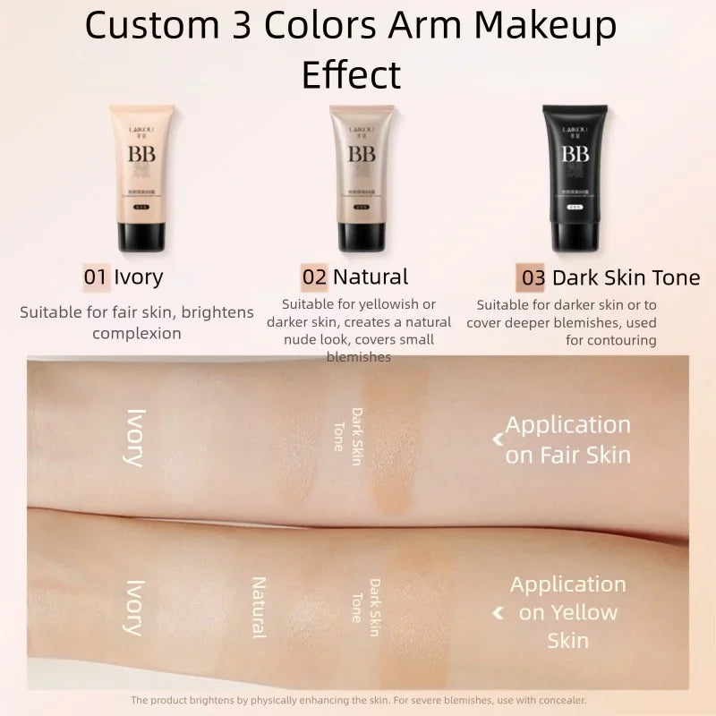Oil Control Waterproof Long Lasting BB Cream Liquid Foundation Concealer Brighten Moisturizer Face Base Makeup