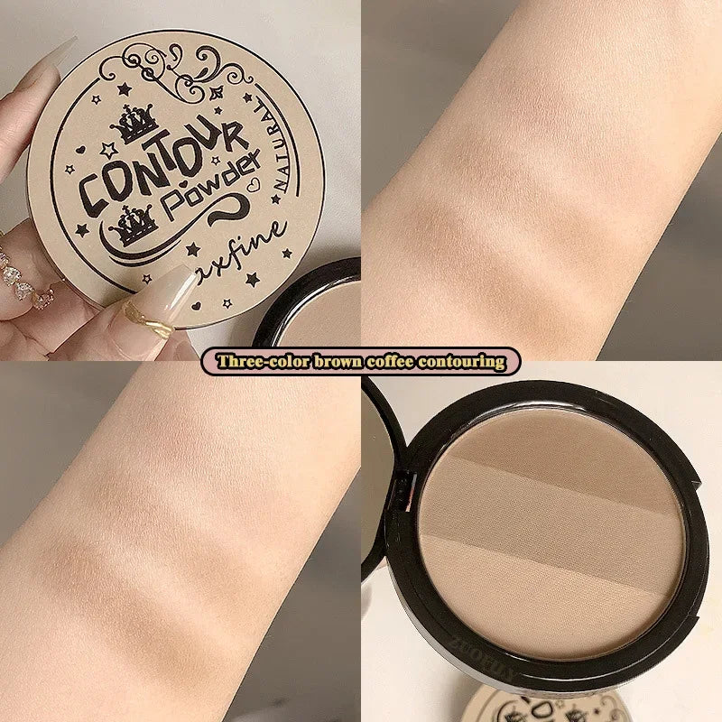 3 in1 Three Colors Powder Tray Blush Contouring Waterproof Long Lasting Delicate Natural Face Makeup - AliExpress 66