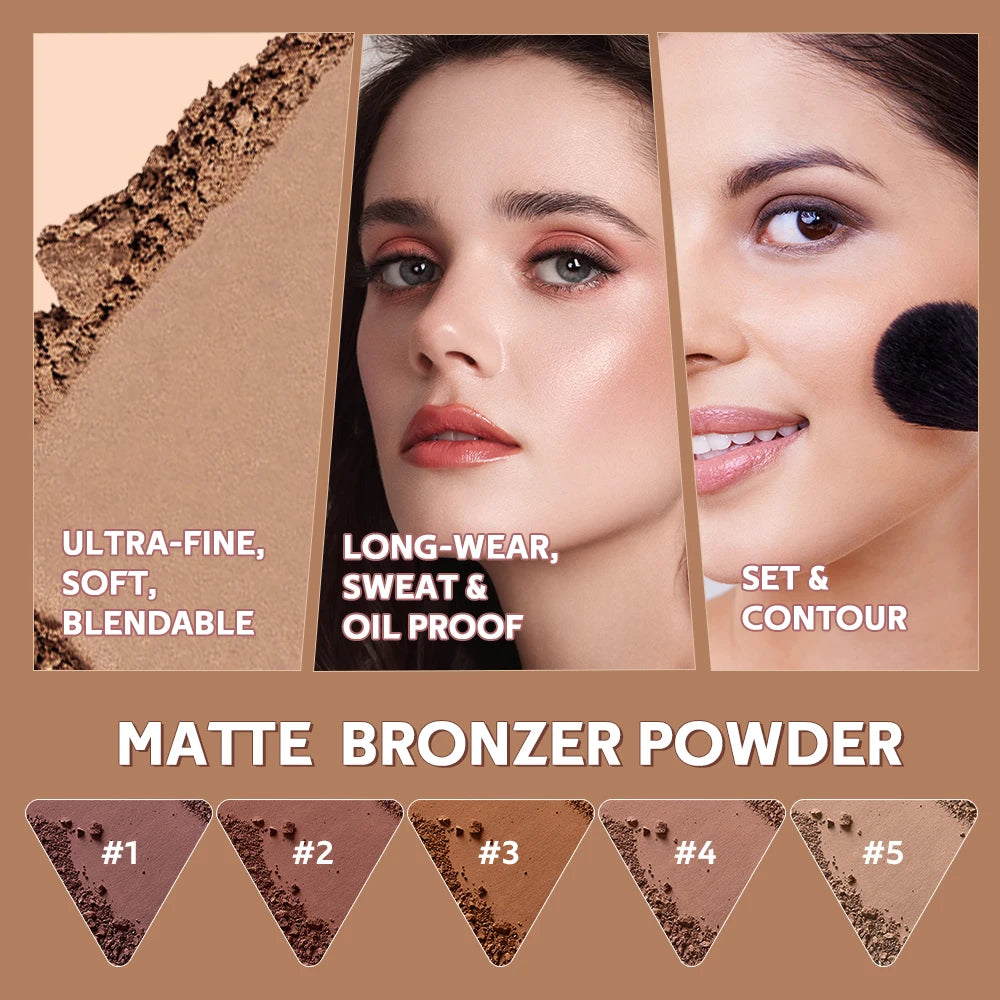 Matte Bronzer Powder Long-Lasting Makeup Effect Waterproof Sweatproof Setting Powder Oil Control Bronzers Smooth Face Makeup - AliExpress 66