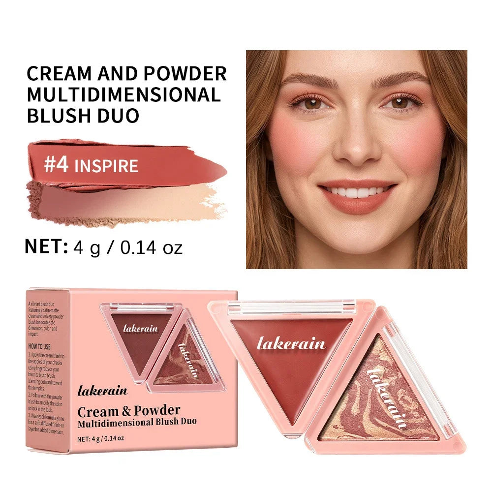 Dual Color Triangle Blush Palette, Matte & Shimmer Blendable Cheek Blush Powder, Long Lasting Natural Flush Face Blush Makeup - AliExpress 66