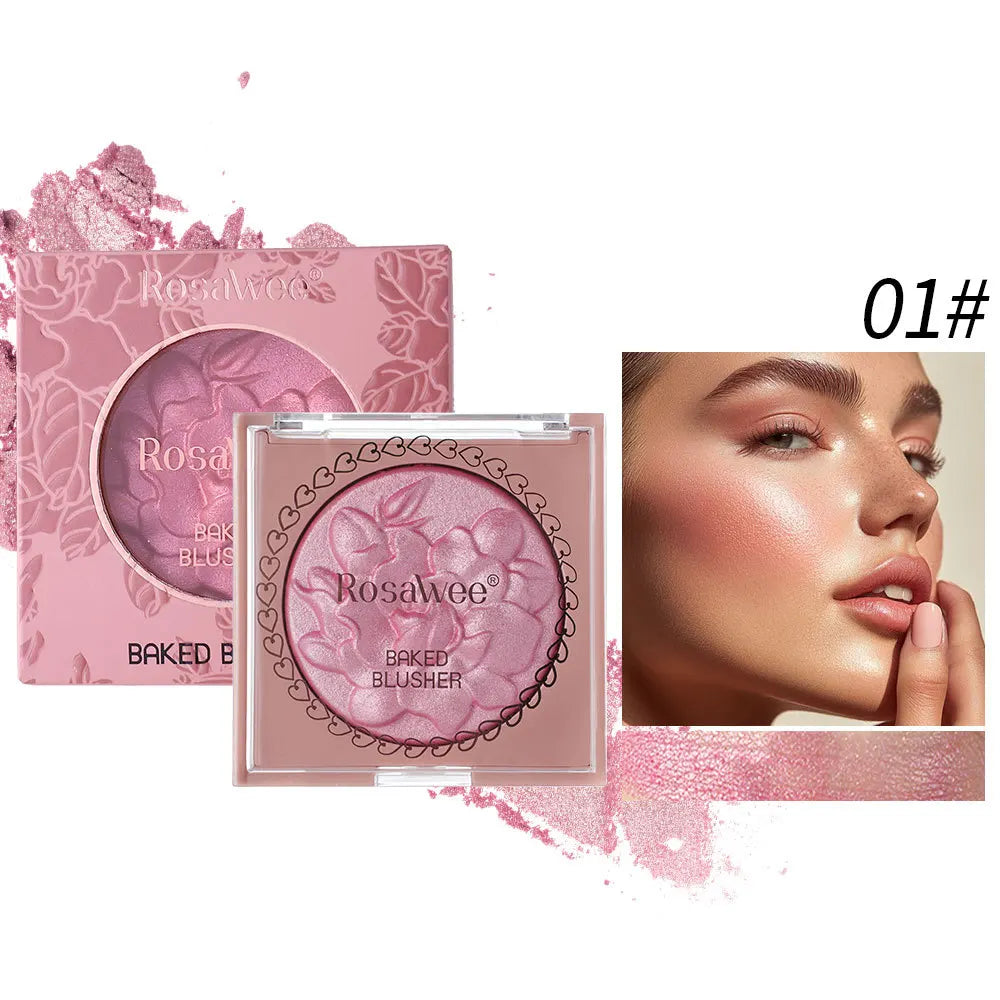 Flower Embossed Mashed?potato Baked Blush, Sparkling Pearlescent Rouge, 3D Shimmer Brightening Long?lasting Facial Makeup - AliExpress 66