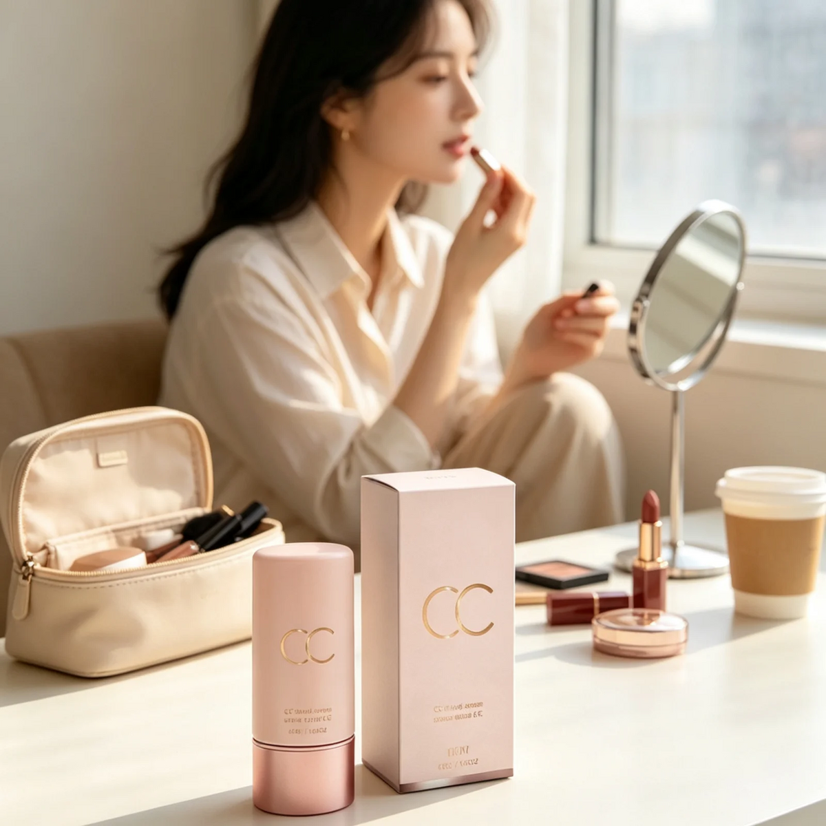 CC Tinted Serum Long Lasting Makeup Brightening Skin Radiance Even Skin Tone Smoothing Deep Moisturizing Non Sticky CC Cream 40g