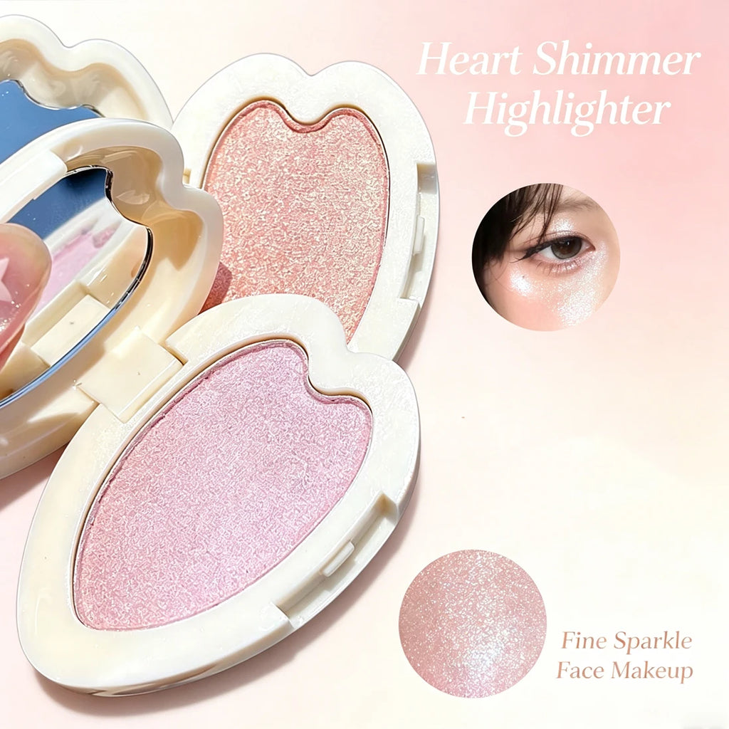 Heart Shape Highlighter Eyeshadow Palette Monochrome Pearl Shimmer Powder Pink Purple Gloss Fine Glitter Face Eye Makeup - AliExpress 66
