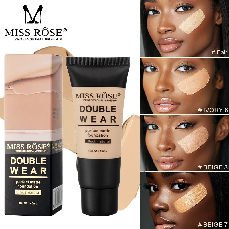 MISS ROSE 40ml Natural Nude Liquid Foundation Sweatproof Concealer Cream Daily Facial Makeup Cosmetics - AliExpress 66