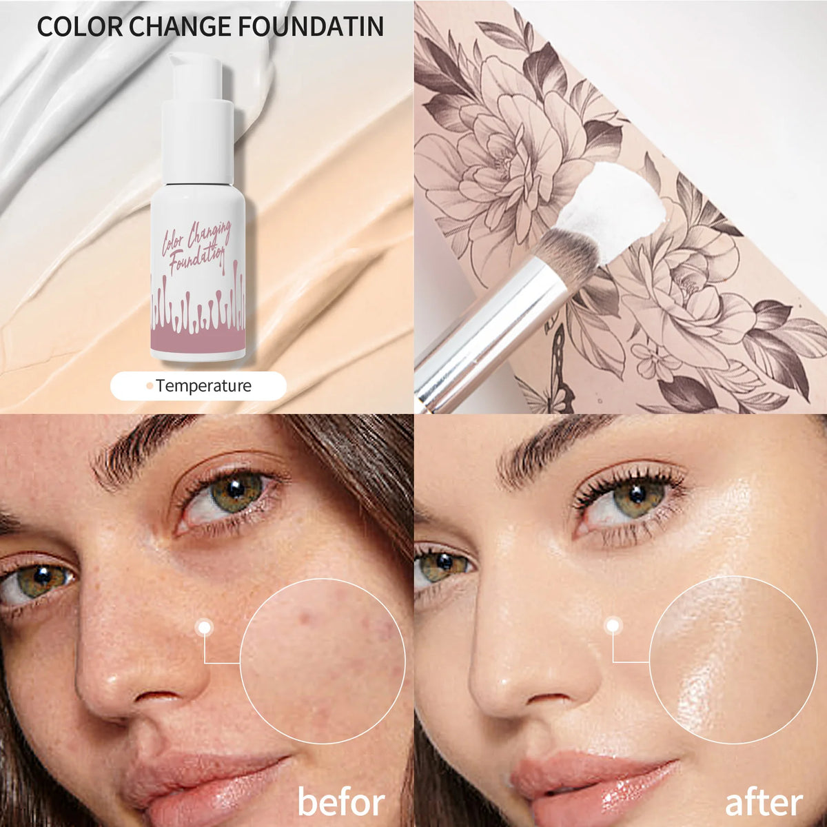 1PC Magic Color Changing Foundation Liquid Soft Matte Long Lasting Hydrating Makeup Base Cream for All Different Skin Tone - AliExpress 66