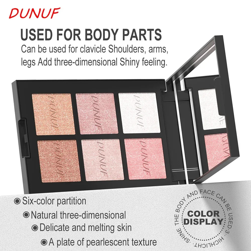 6 color Highlighter Palette Highly Pigmented Long Lasting Waterproof Natural Contour Powder Matte Pearl Body Face Highlighting - AliExpress 66