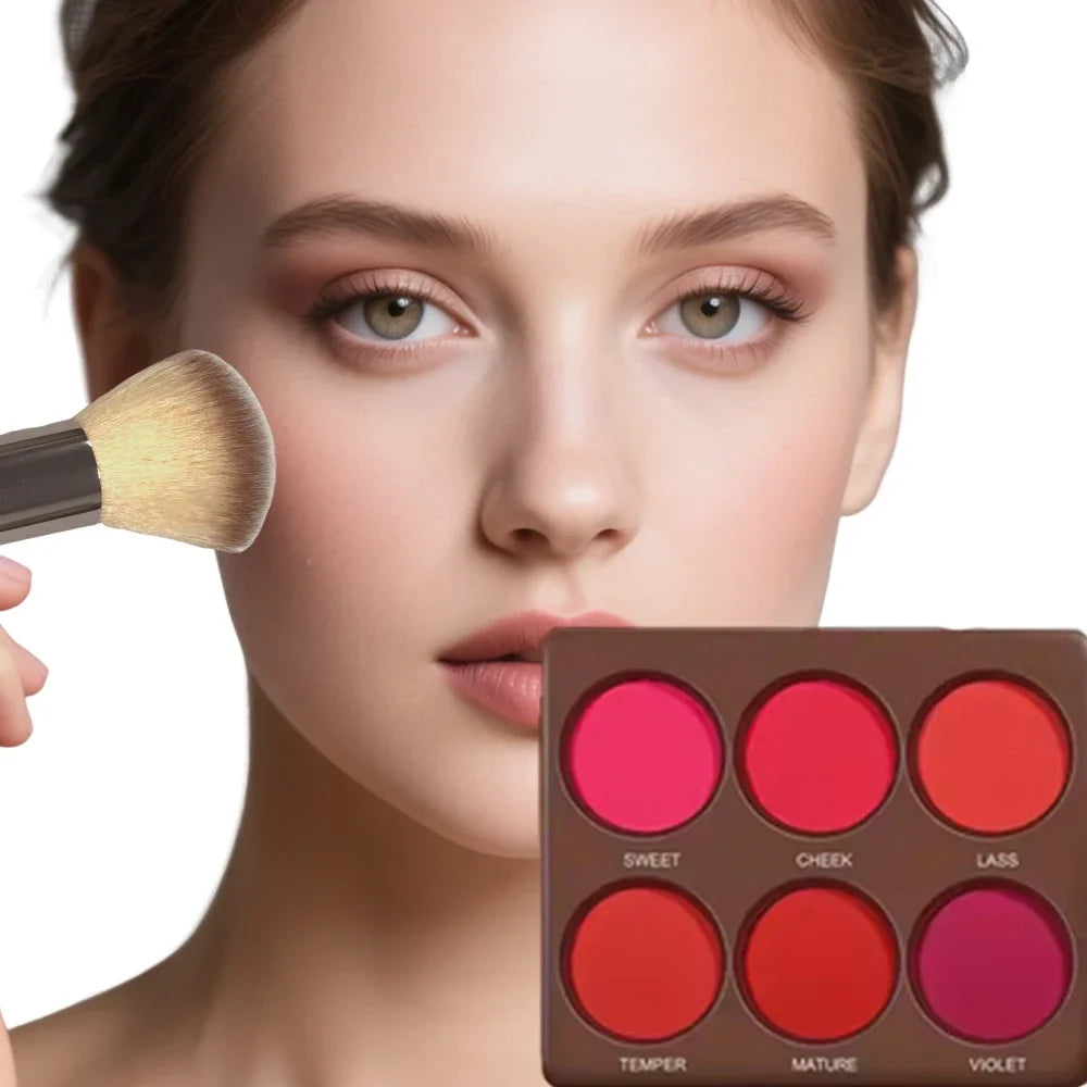 6-Color Waterproof Matte Blush Palette Free Brush Buildable Medium Coverage Sweatproof&Long-Lasting Natural Finish Lightweight - AliExpress 66