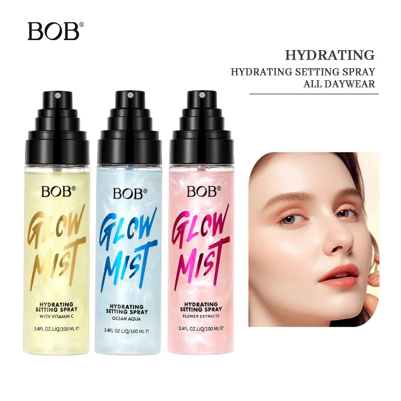 BOB Shimmer Setting Spray Hydrating Refreshing Non-Sticky Moisturizing Oil Control Long Lasting Makeup Fixer Cosmetics