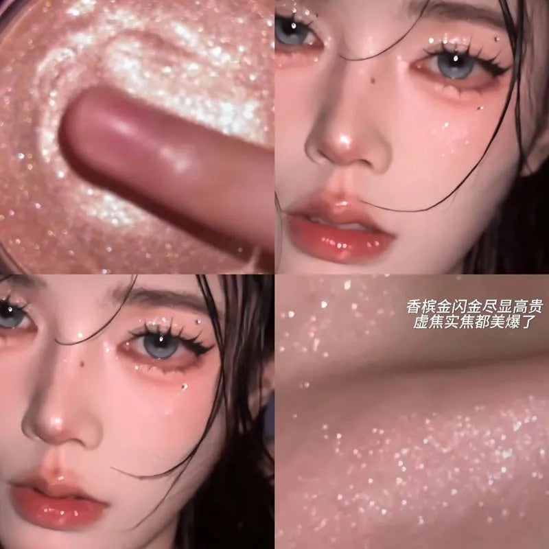 Diamond Sparkle Highlighter Cream Monochrome Shimmering Pearl Silver Face Contour Brighten Makeup Clear Glitter Flash Highlight