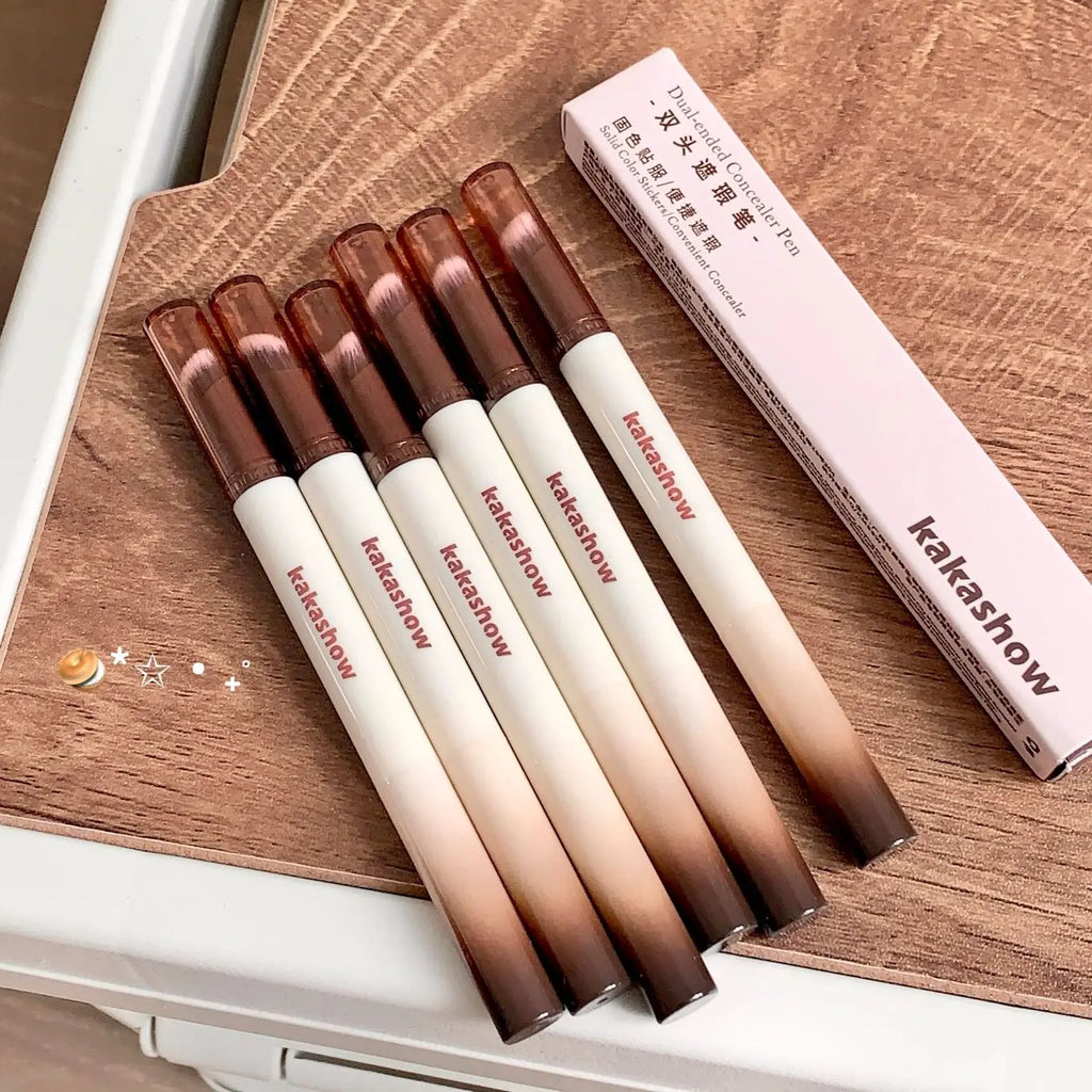 Kakashow Dual-Ended Concealer Pen for Dark Circles Tear Groove Spot Coverage Long-Lasting Blend Brush for Daily Use And Gifts