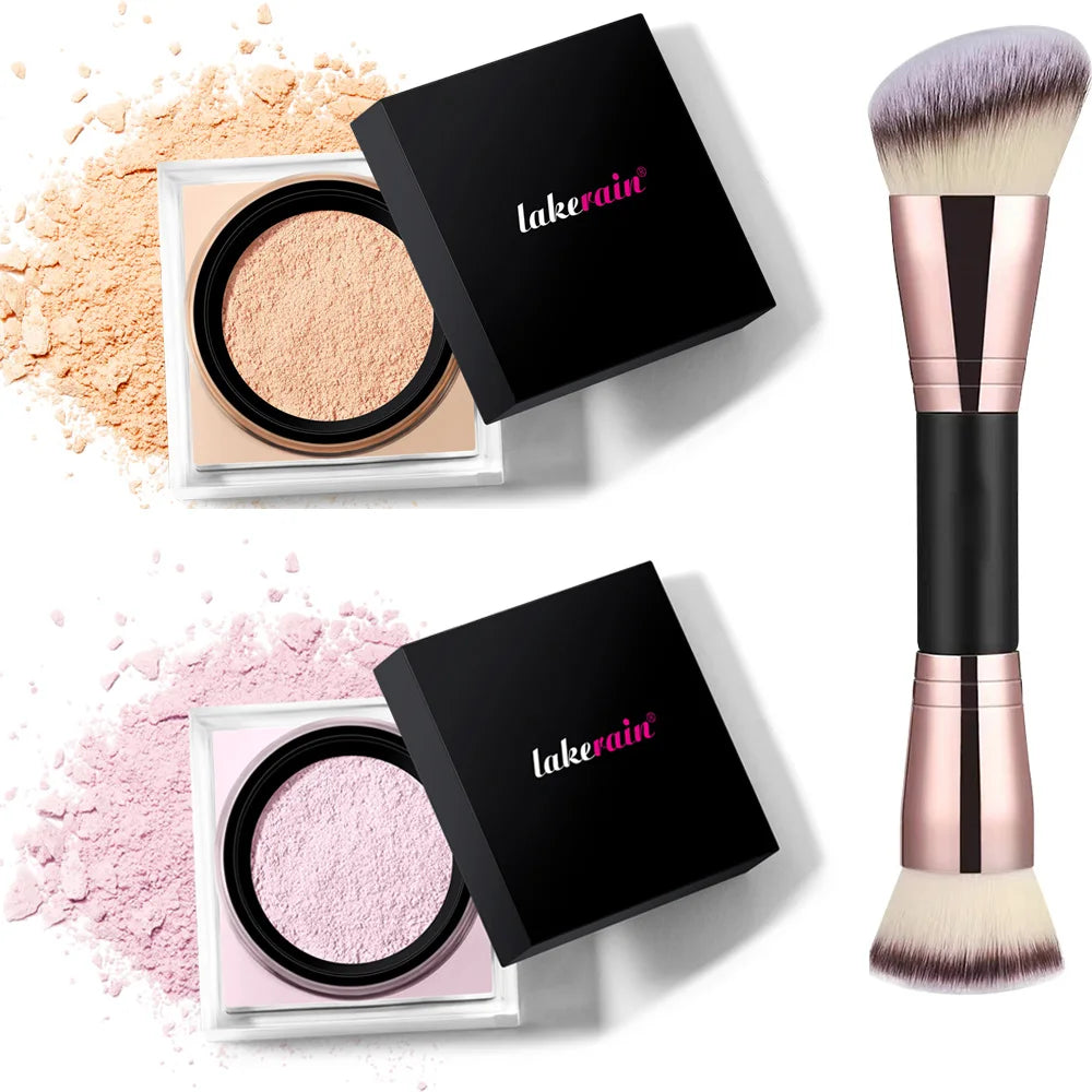 2 Count Loose Setting Powder & Brush Long Lasting Waterproof Oil Control Matte Natural Brightening Face Powder Cosmetics - AliExpress 66