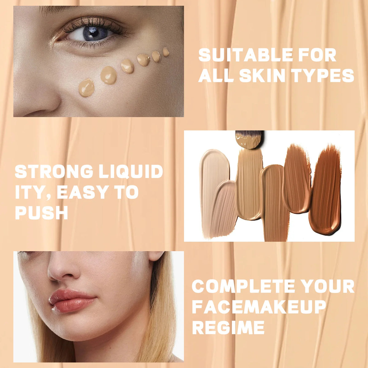 MISS ROSE Matte Full Coverage Concealer Foundation Cream Natural Hydrating Moisturizing Formula Long Lasting Oil Control Makeup