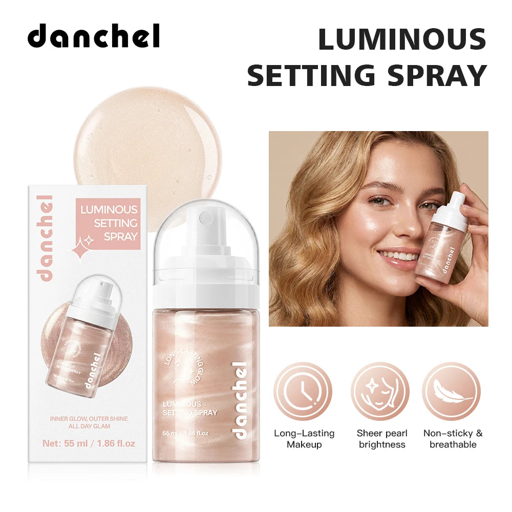 Luminous Setting Spray Long Lasting Locks Makeup Smudge-resistant Non-sticky Quick-drying Luminous Dewy Finish Setting Spray