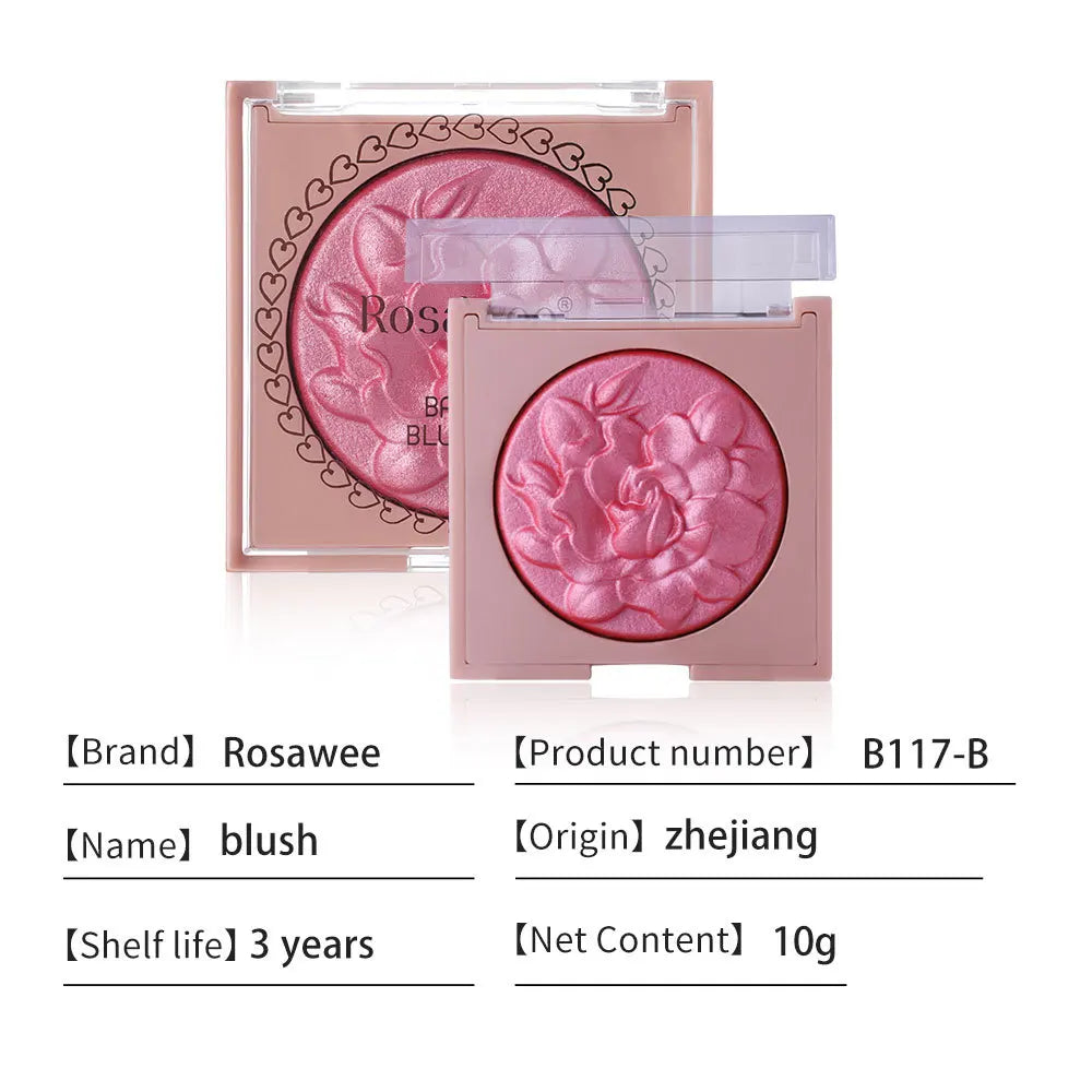 Flower Embossed Mashed?potato Baked Blush, Sparkling Pearlescent Rouge, 3D Shimmer Brightening Long?lasting Facial Makeup - AliExpress 66