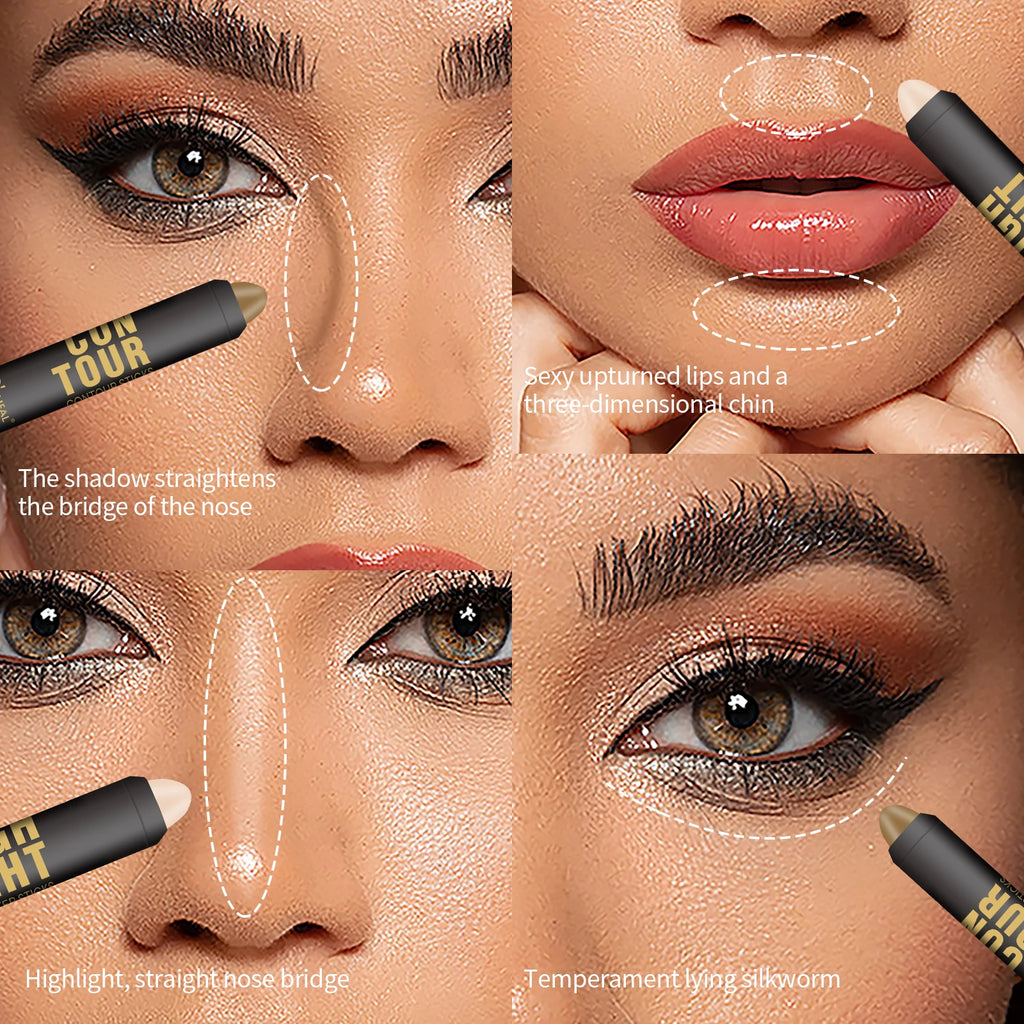 Professional Contour Stick Highlighter Concealer Silkworm Nose Shadow Makeup Pen for Face Sculpting and Highlighting Cosmetics - AliExpress 66