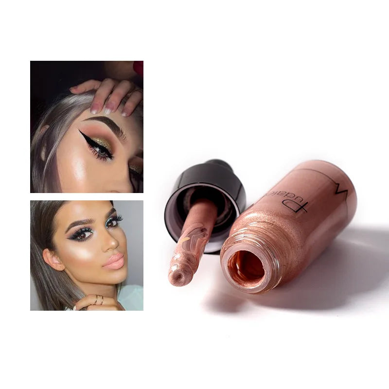 12 Color Liquid R Nude Contouring Face Brightener Glow Shimmer 3D Bronzer Highlighter Glitter Makeup Cream