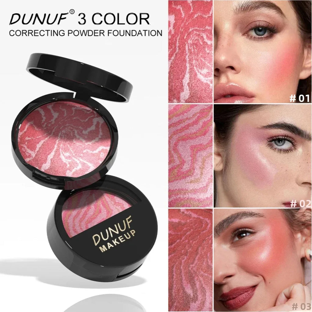 3 Color Blush Palette Waterproof Lightweight Breathable Long Lasting Smooth Baked Powder Blusher Correcting Foundation 60g - AliExpress 66