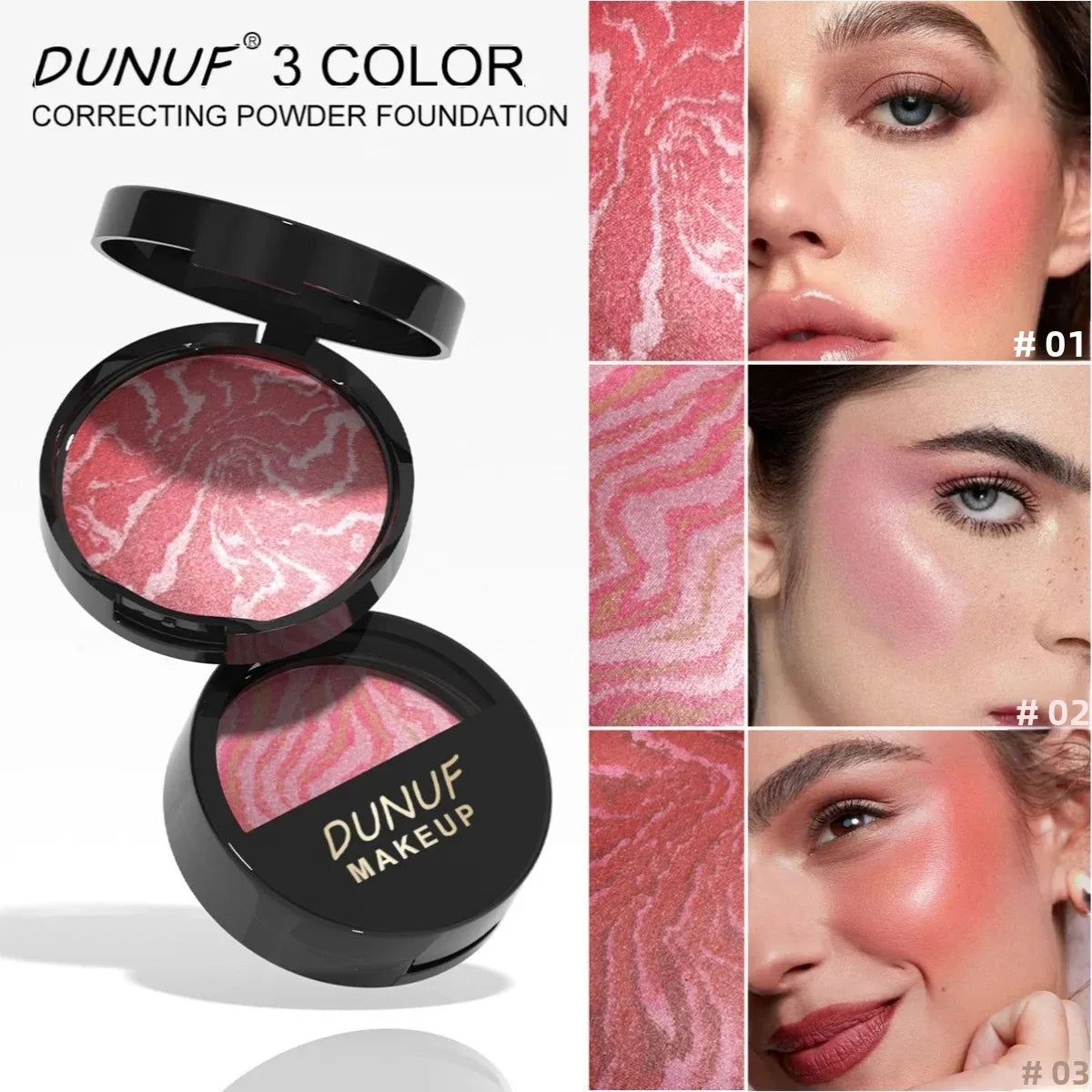 3 Color Blush Palette Waterproof Lightweight Breathable Long Lasting Smooth Baked Powder Blusher Correcting Foundation 60g - AliExpress 66