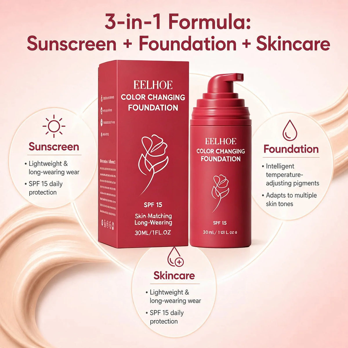 Korean Color Changing Foundation for Mature Skin SPF 15 Hydrating Liquid Concealer for Fine Lines & Wrinkles Dewy Natural Finish - AliExpress 66