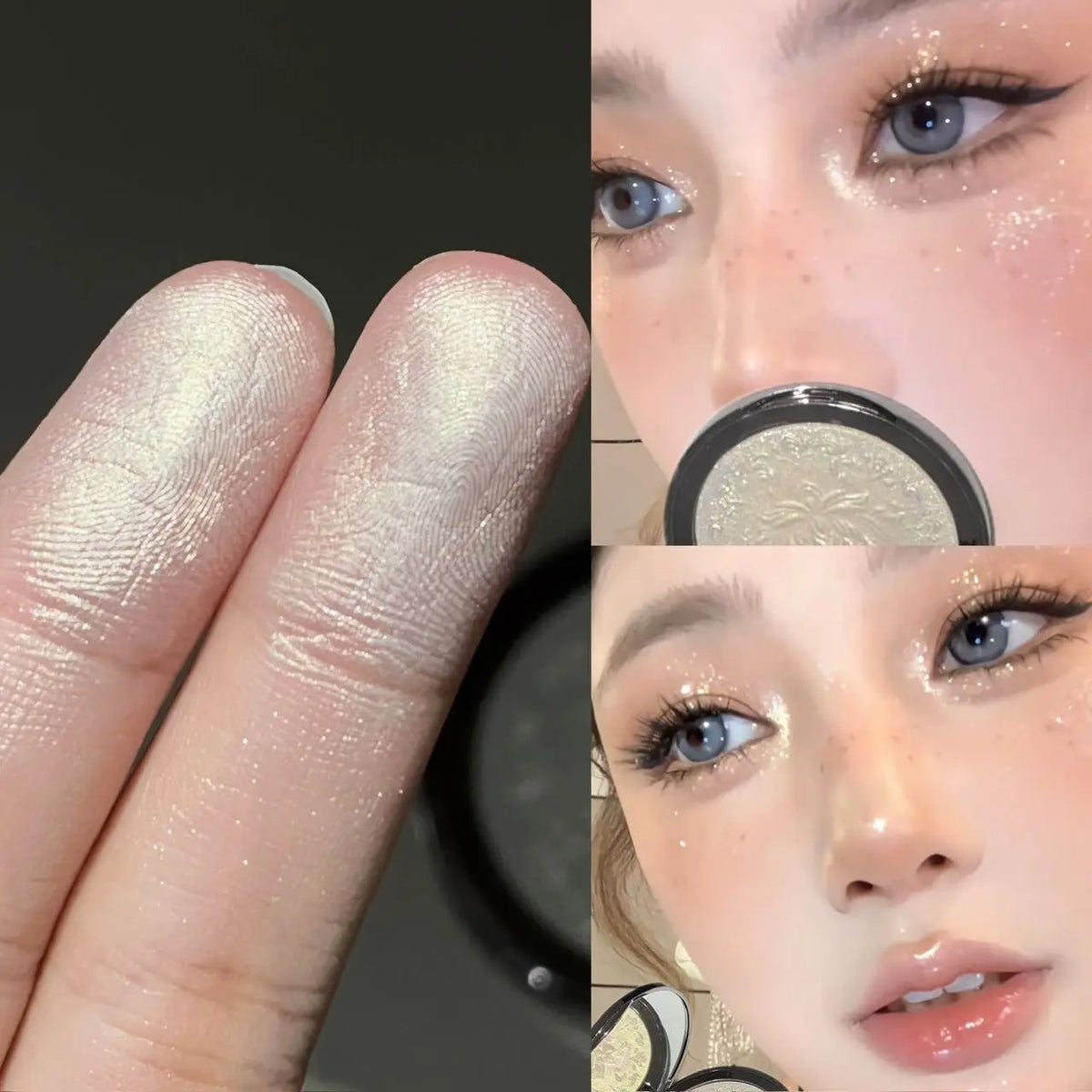 Glitter Highlighter Eyeshadow Palette Powder Natural Longlasting Contour Sparkling Diamond Shimmer Face and Body Brighten Makeup