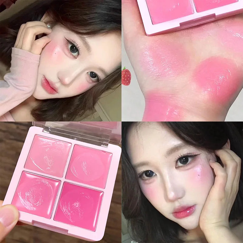 Cute Korean Girl 4Color Cream Pink Peach Water Light Blush Palette Long Lasting Easy To Color Multi-Use Lip Mud Cheek Tint Rouge - AliExpress 66