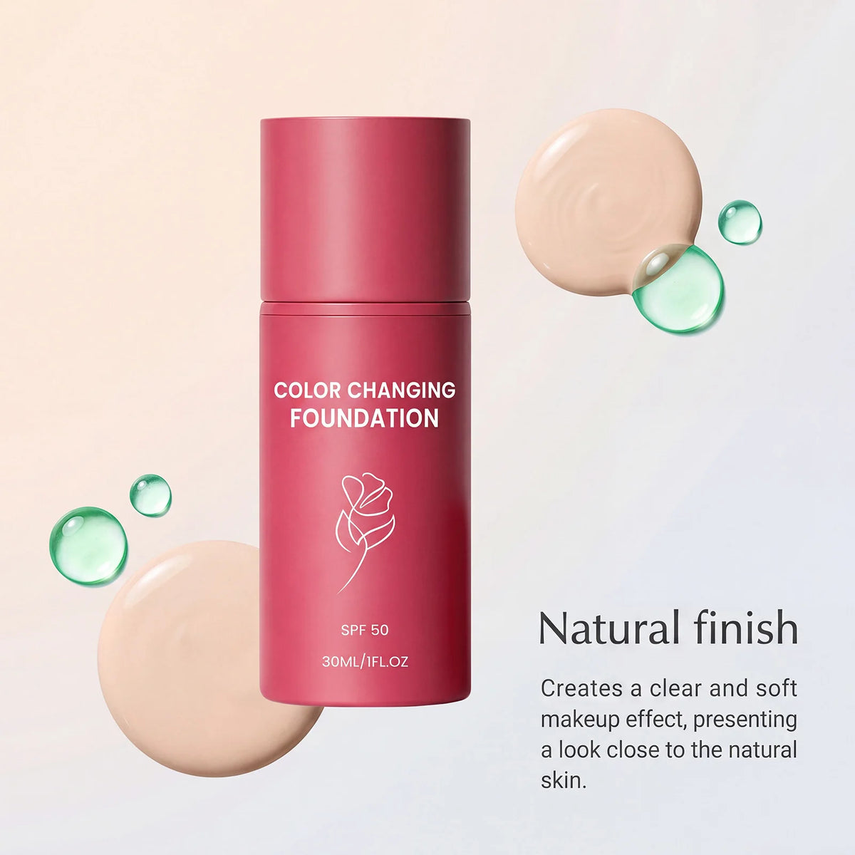 Color Changing Foundation SPF 50 Waterproof High Coverage Blemish Cover Concealer Invisible Pores Lightweight Primer Makeup Base