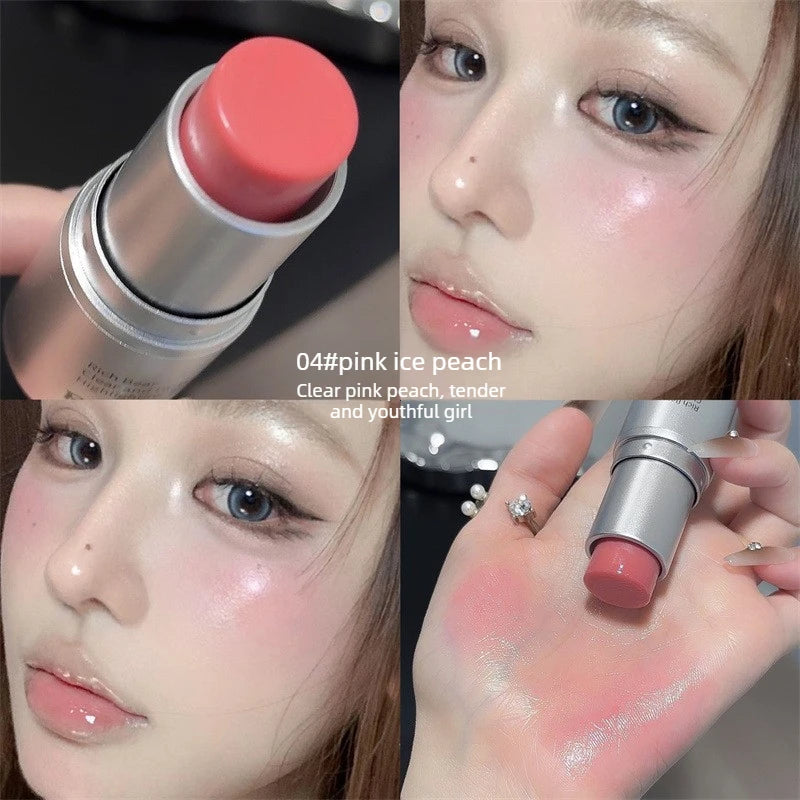 Highlighter Stick - Dewy Finish, Contour & Blush 3-in-1, Natural Glow with Fine Shimmer, Affordable Makeup Stick